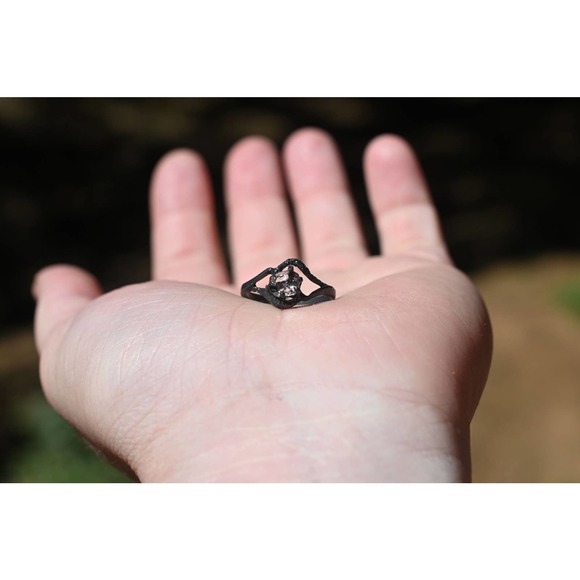 Raw stone rings, Art Deco Engagement Ring, Vintage Inspired Sterling Sil… - Picture 2 of 3